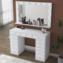Hanah Home BJ196 - 5170 Mesa de Maquillaje Blanca con Espejo y 13 Focos